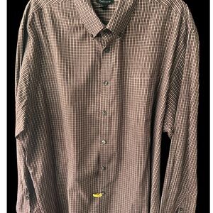 XXL Van Huesen Burgundy Grey Plaid Business Casual Shirt